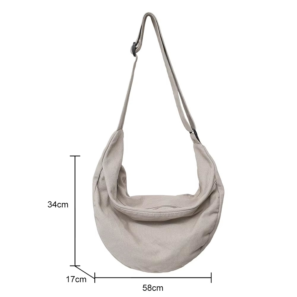 Messenger Bags Crescent Women Dumpling Bag Solid Color Simple Fashion Japanese Style Casual Large Capacity for Weekend Vacation