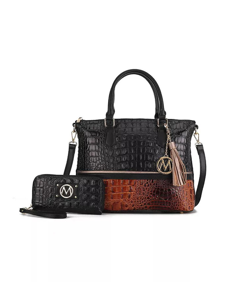 Autumn Crocodile Skin Tote Bag with Wallet by Mia K.