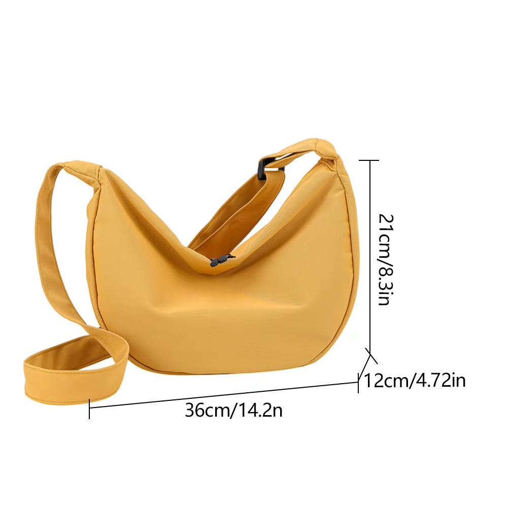 Messenger Bags Crescent Women Dumpling Bag Solid Color Simple Fashion Japanese Style Casual Large Capacity for Weekend Vacation