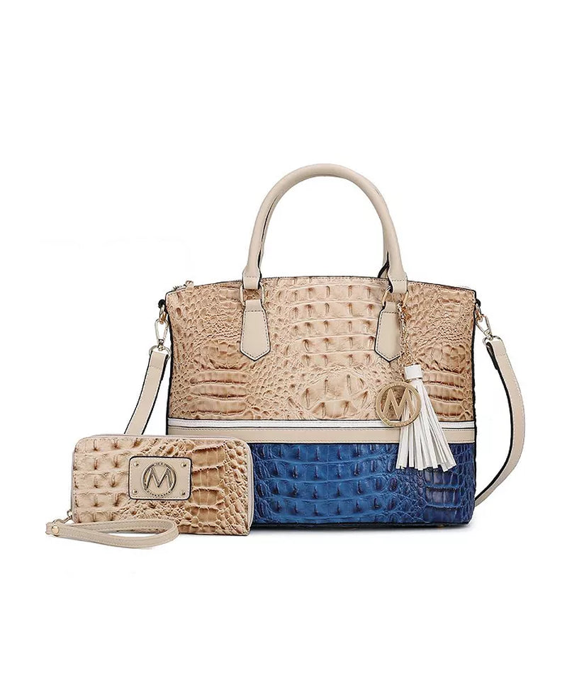 Autumn Crocodile Skin Tote Bag with Wallet by Mia K.