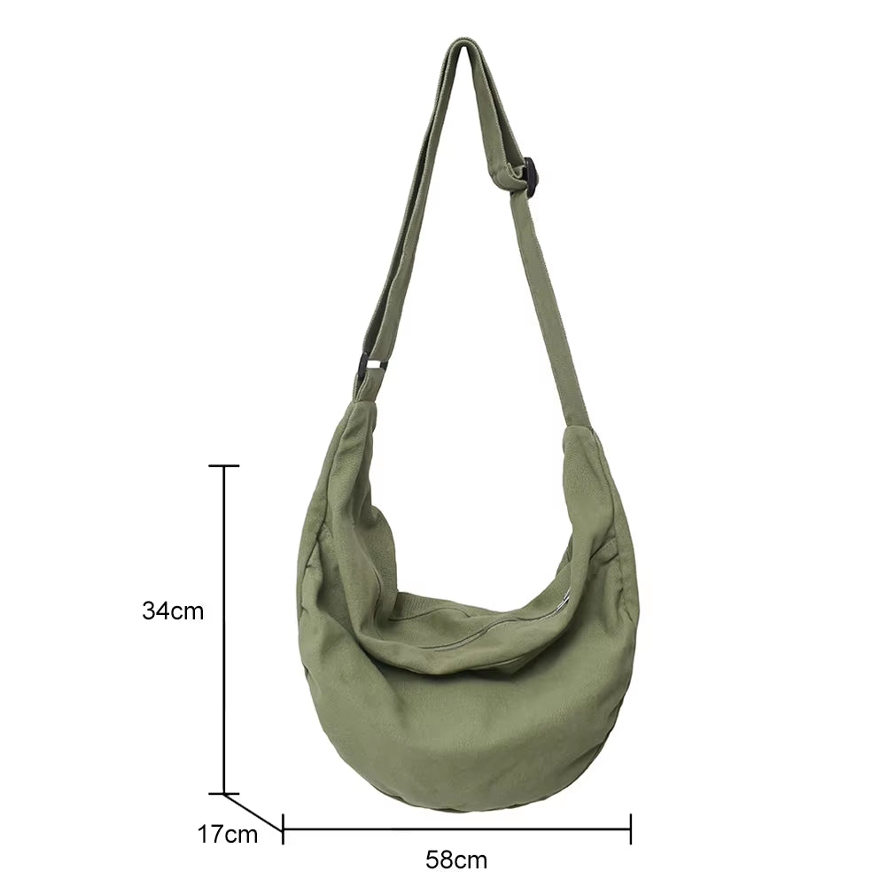 Messenger Bags Crescent Women Dumpling Bag Solid Color Simple Fashion Japanese Style Casual Large Capacity for Weekend Vacation