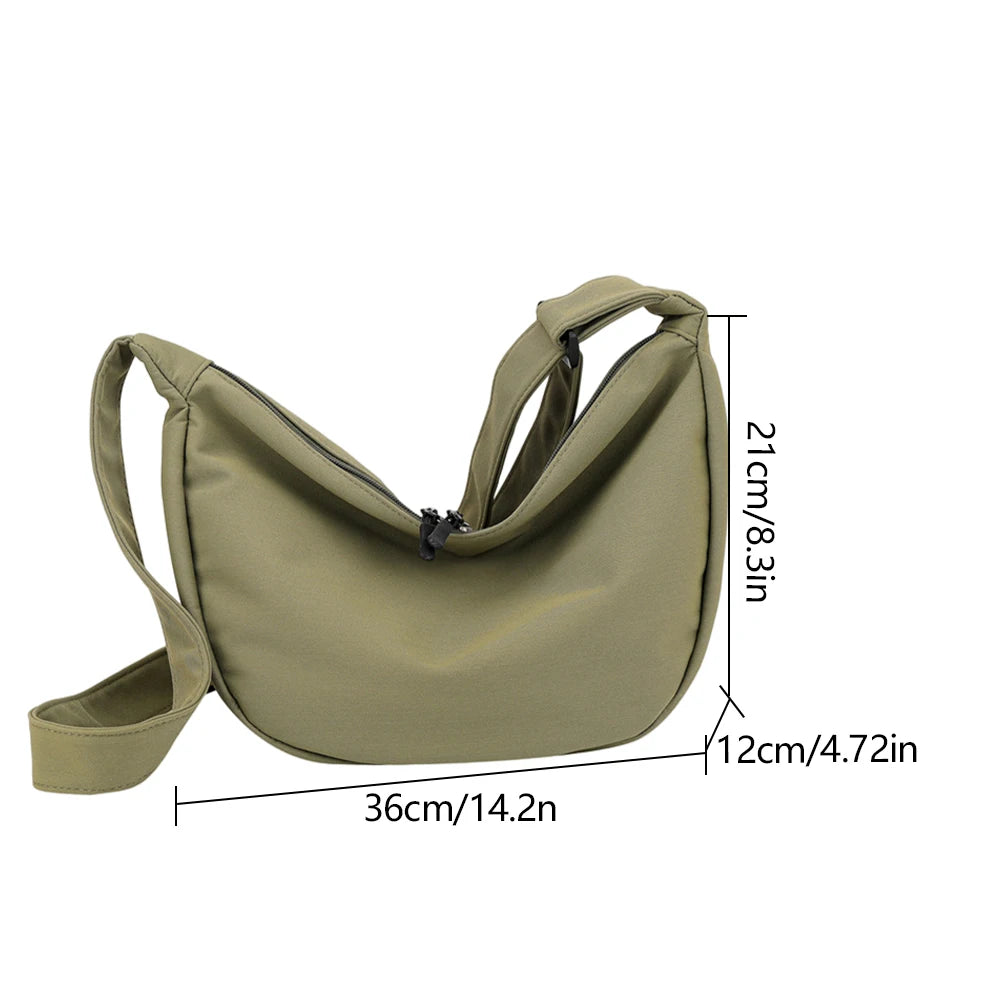 Messenger Bags Crescent Women Dumpling Bag Solid Color Simple Fashion Japanese Style Casual Large Capacity for Weekend Vacation