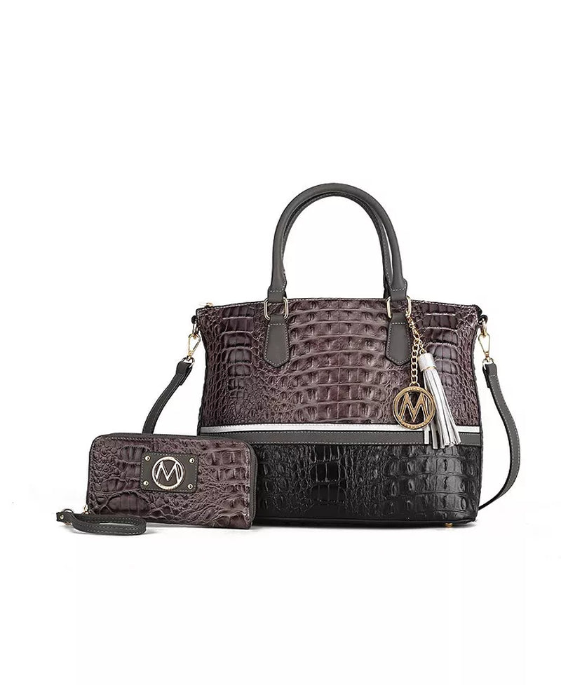 Autumn Crocodile Skin Tote Bag with Wallet by Mia K.