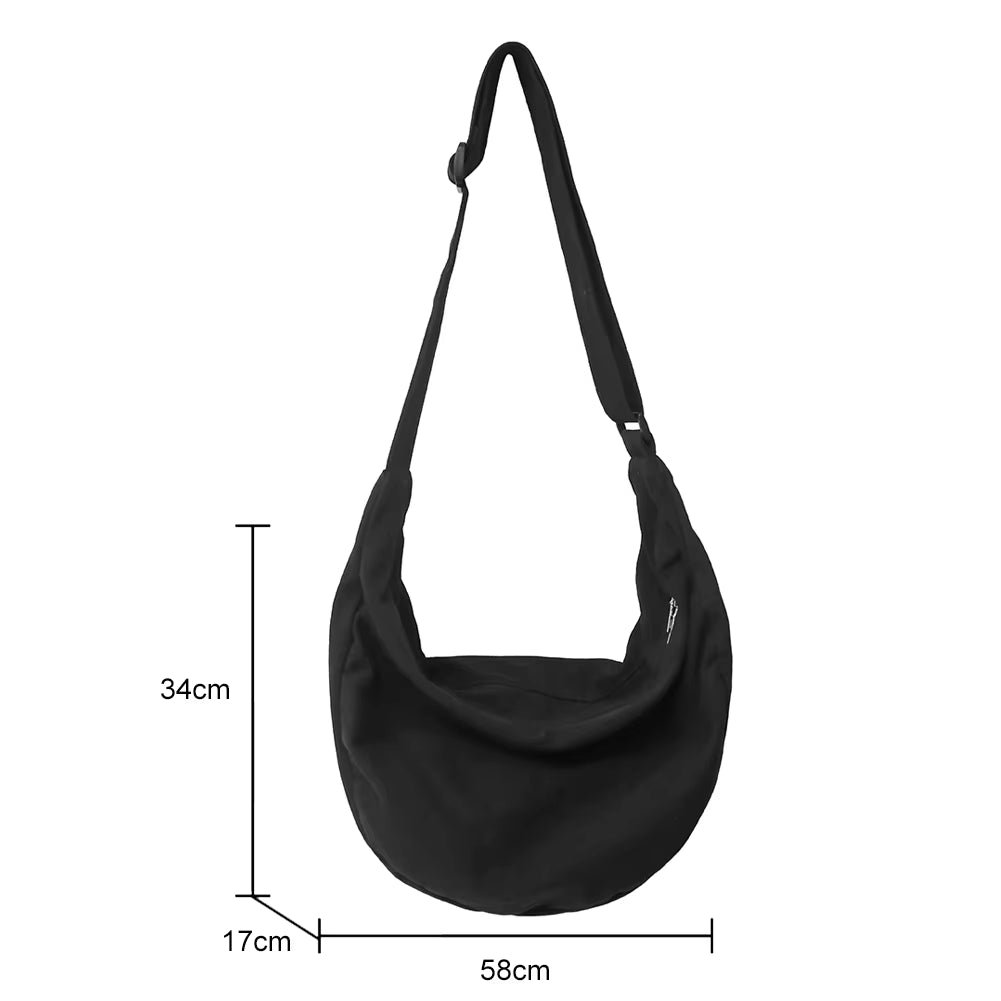 Messenger Bags Crescent Women Dumpling Bag Solid Color Simple Fashion Japanese Style Casual Large Capacity for Weekend Vacation